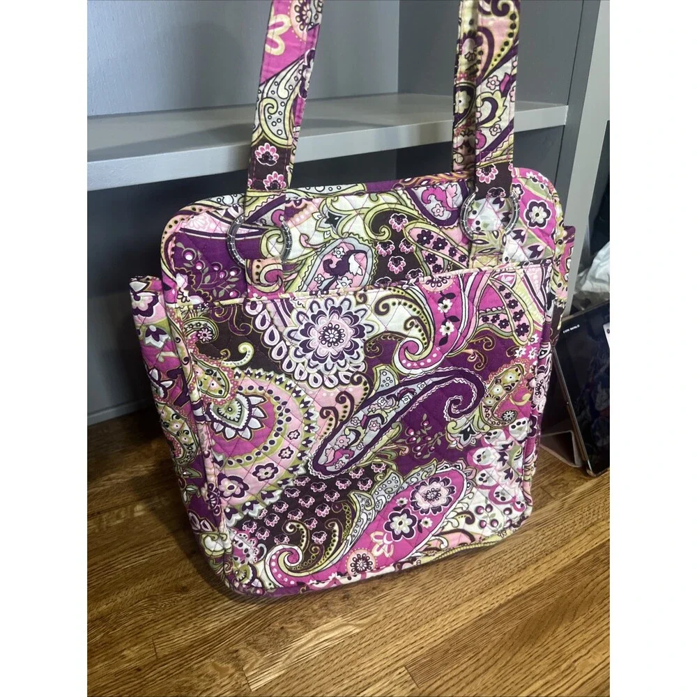 Vera Bradley (2010) Retired Very Berry Paisley Shoulder Handbag Purse Tote Boho